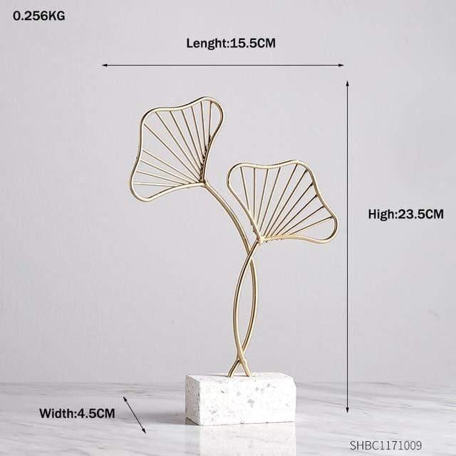 Metal Leaf Sculpture Figurines, Ginkgo, Palm and Fan, view 5