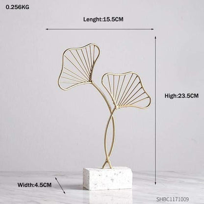 Metal Leaf Sculpture Figurines, Ginkgo, Palm and Fan, view 5