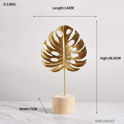 Metal Leaf Sculpture Figurines, Ginkgo, Palm and Fan, view 18