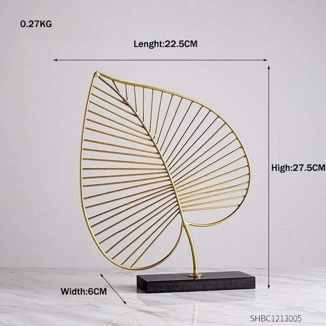 Metal Leaf Sculpture Figurines, Ginkgo, Palm and Fan, view 12