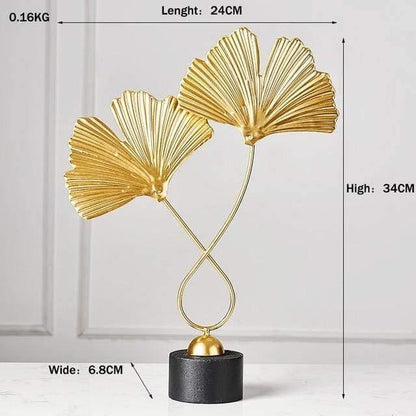 Metal Leaf Sculpture Figurines, Ginkgo, Palm and Fan, view 10
