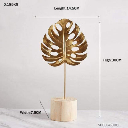 Metal Leaf Sculpture Figurines, Ginkgo, Palm and Fan, view 16
