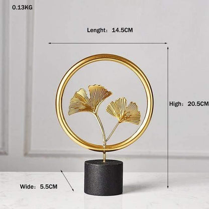 Metal Leaf Sculpture Figurines, Ginkgo, Palm and Fan, view 25