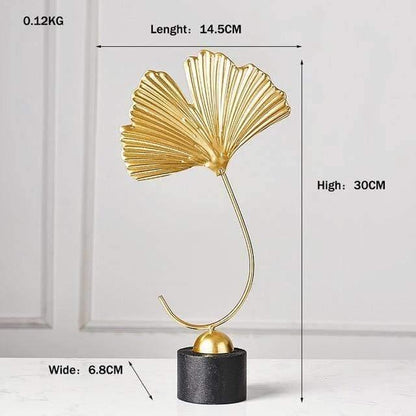 Metal Leaf Sculpture Figurines, Ginkgo, Palm and Fan, view 11
