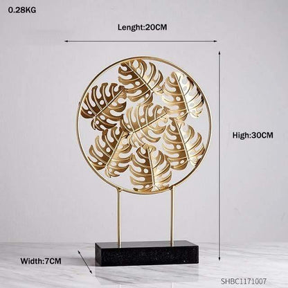 Metal Leaf Sculpture Figurines, Ginkgo, Palm and Fan, view 19