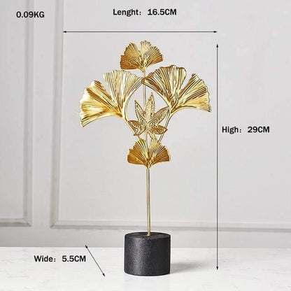 Metal Leaf Sculpture Figurines, Ginkgo, Palm and Fan, view 15