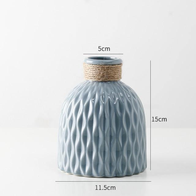 Textured Ceramic Vase with Origami Fold Pattern, view 8