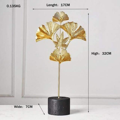 Metal Leaf Sculpture Figurines, Ginkgo, Palm and Fan, view 14