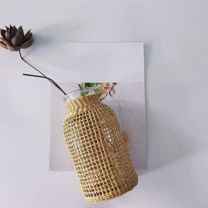 Glass Bud Vase with Hemp Rope Wrap, Two Sizes, view 3