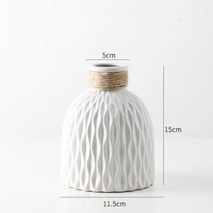 Textured Ceramic Vase with Origami Fold Pattern, view 6