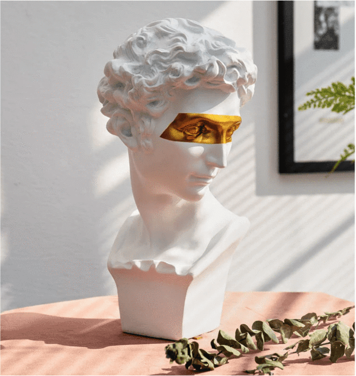 David Bust Statue with Gold Accent, White or Black, view 8