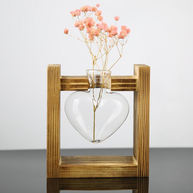 Heart Shaped Glass and Wood Propagation Vase, view 5