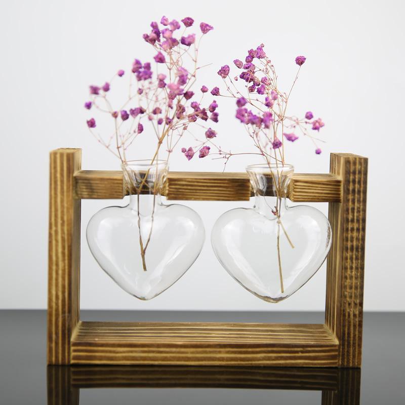 Heart Shaped Glass and Wood Propagation Vase, view 6