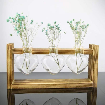 Heart Shaped Glass and Wood Propagation Vase, view 7