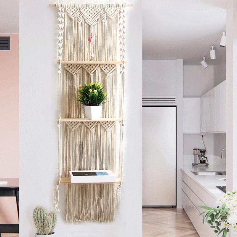 Three-Tier Macrame Hanging Shelf, view 2