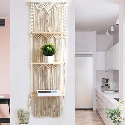 Three-Tier Macrame Hanging Shelf, view 2
