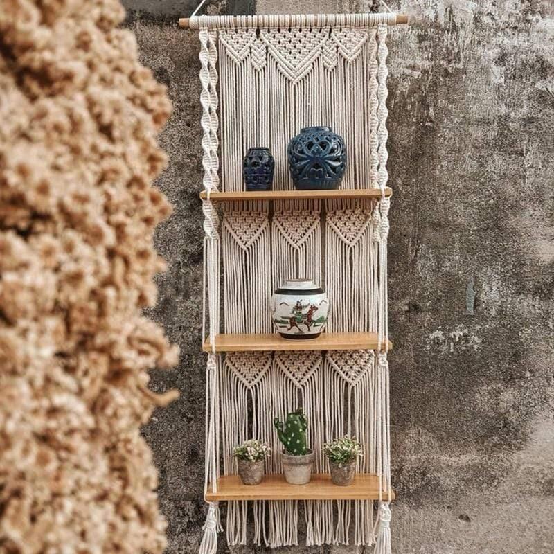 Three-Tier Macrame Hanging Shelf, view 6