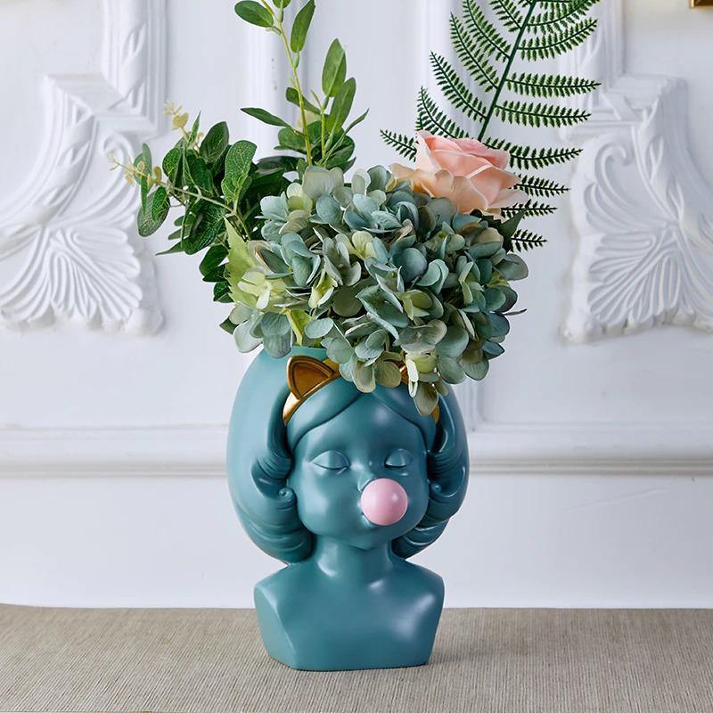Bubblegum Girl Bust Planter with Cat or Bunny Ears, view 5