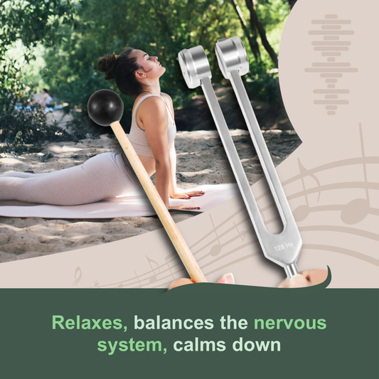 Weighted 128 Hz Tuning Fork with Mallet, 7.9 in, view 2